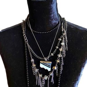 Genuine Onyx Striped Geode Stone Necklace